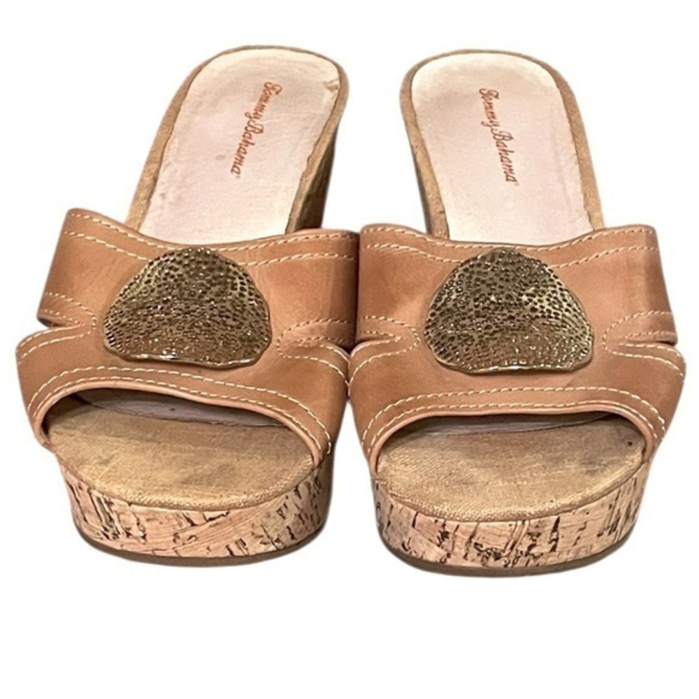 NA XXXX  ???? Leather &  Cork Wedge 3” heel Sandal Shoes